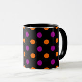 Mug Black Purple Orange Polka Dot Pattern (Devant droit)