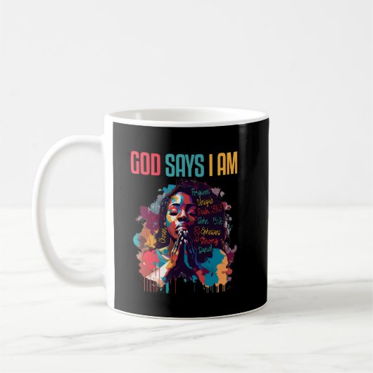 Mug Black Queen God dit Am I Black Melanin History (Gauche)