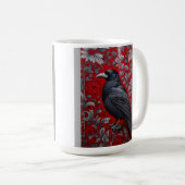Mug Black Raven Red Floral William Morris Inspired (Devant droit)