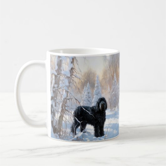 Mug Black Russian Terrier Laisser neiger Noël (Gauche)