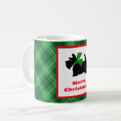 Mug Black Scottie Chien Tartan Joyeux Noël (Devant gauche)