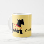 Mug Black Scottie Terrier Chien jaune Nom personnalisé (Devant gauche)