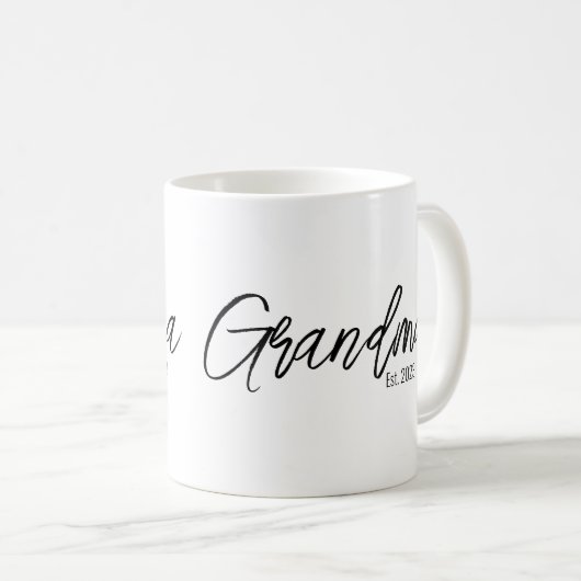 Mug Black Script Typography Grandma Established Year (Devant droit)