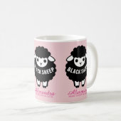 Mug Black Sheep Pink Script Never Follows The Flock (Devant droit)