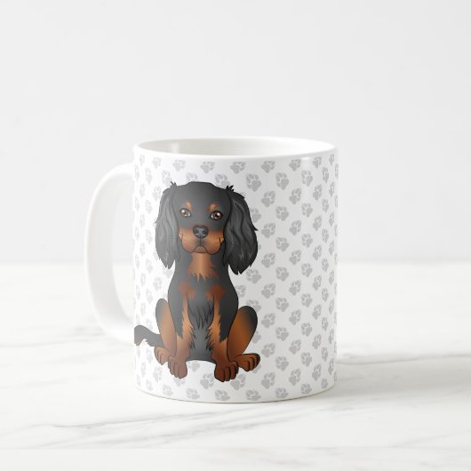 Mug Black & Tan Cavalier King Charles Spaniel & Paws (Devant gauche)