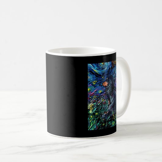 Mug Black Tan Long Cheveux Dachshund Starry Night Chie (Devant droit)