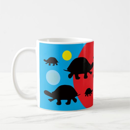 Mug Black Turtles Colored Shapes Coffee Cup (Gauche)