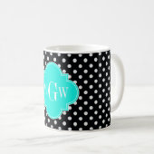 Mug Black What Polka Dot Brt Aqua Quatrefoil 3 Monogra (Devant droit)