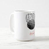 Mug Black & White Basketball Ball & Net Your Name (Devant gauche)