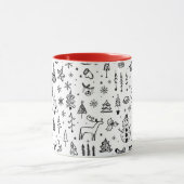 Mug Black & White Christmas Icons Pattern – Cute  (Centre)