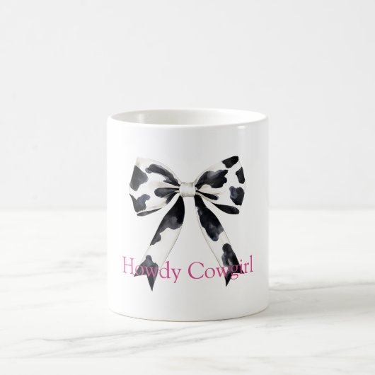 Mug Black White Cow Print Bow (Centre)