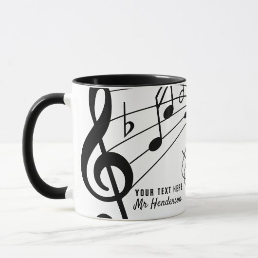 Mug Black & White Custom Text Music Enseignant/Étudian (Gauche)