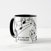 Mug Black & White Custom Text Music Enseignant/Étudian (Devant gauche)