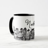 Mug Black & White Downtown City, gratte-ciels, nom (Devant gauche)