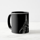Mug Black White Eiffel Tower Paris Travel Vintage  (Devant gauche)