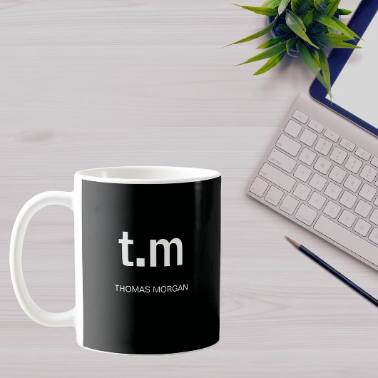 Mug Black & White Elegant Minimal Monogram Coffee