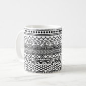 Mug Black & White Geometric Border Sampler Pattern (Devant gauche)