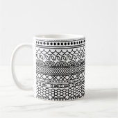 Mug Black & White Geometric Border Sampler Pattern (Gauche)
