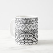 Mug Black & White Geometric Border Sampler Pattern (Devant gauche)