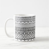 Mug Black & White Geometric Border Sampler Pattern (Gauche)