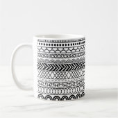 Mug Black & White Geometric Border Sampler Pattern (Gauche)