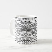 Mug Black & White Geometric Border Sampler Pattern (Devant gauche)