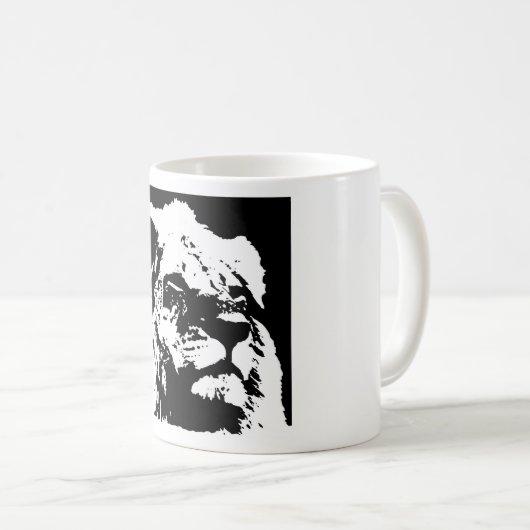 Mug Black & white lion pop art (Devant droit)