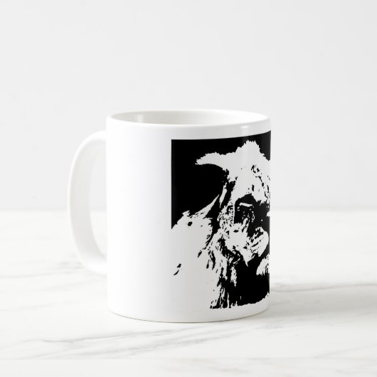 Mug Black & white lion pop art (Devant gauche)