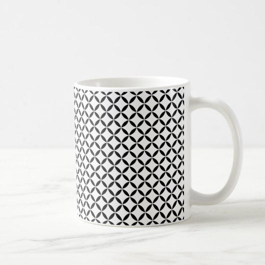 Mug Black White Moroccan Inspired Quatrefoil Lattice (Droite)