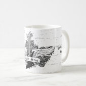 Mug Black white Rock étoile guitare électrique ailes m (Devant droit)