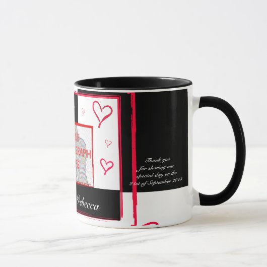 Mug Black white rouge moderne amour cadre photo (Droite)