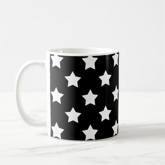 Mug Black White Stars Motif Décor (Gauche)