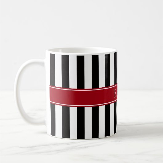 Mug Black White Stripe Cranberry (Gauche)