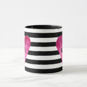Mug Black + White Stripes Aquarelle Coeur VOTRE NOM (Centre)