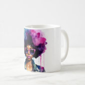 Mug Black Woman Afro Rainbow Lunettes de soleil Art (Devant droit)