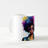 Mug Black Woman Afro Rainbow Lunettes de soleil Art (Devant gauche)