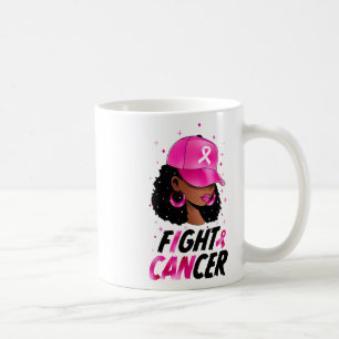 Mug Black Women Breast Cancer Warrier Afro Pink Ribbon