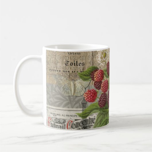 Mug Blackberries Floral Garden Flower Papillon Art (Gauche)