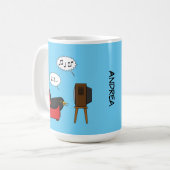 Mug Blackbird Dormir devant la télévision | Ajouter un (Devant gauche)