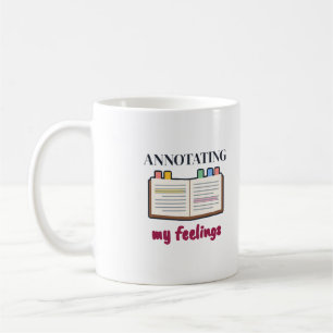 Mug Blague de lecture avec onglet adhésif annotant mes