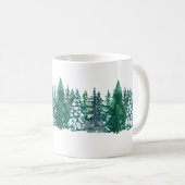 Mug blanc aquarelle verte robe forêt verte (Devant droit)