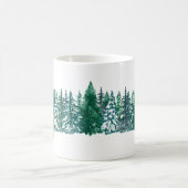 Mug blanc aquarelle verte robe forêt verte (Centre)