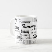 Mug blanc avec Motif Noms noirs (Devant gauche)