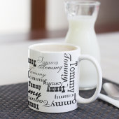 Mug blanc avec Motif Noms noirs