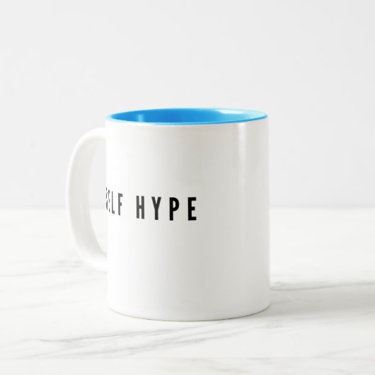 Mug blanc avec noir #SelfHype Letters (Devant gauche)