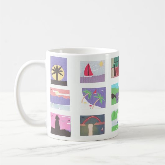 Mug blanc avec plage et paysages naturels (Gauche)