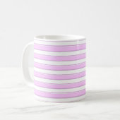 Mug Blanc avec Rayures Horizontales Roses (Devant gauche)