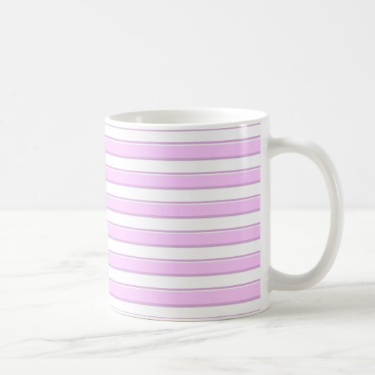 Mug Blanc avec Rayures Horizontales Roses (Droite)