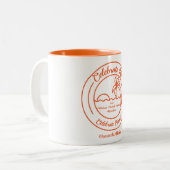 Mug blanc avec silhouette orange (Devant gauche)