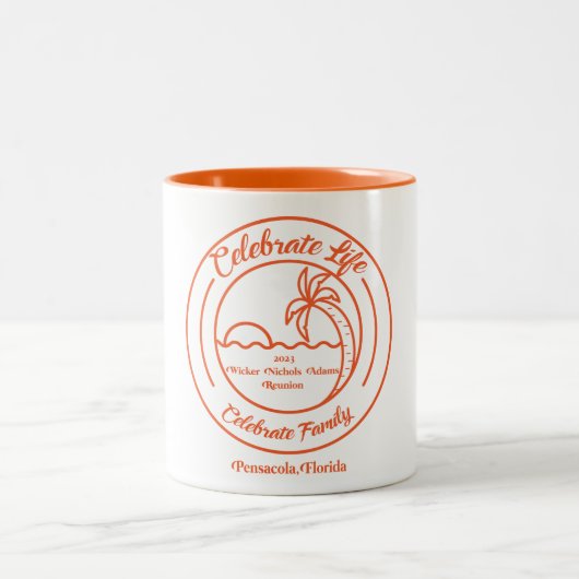 Mug blanc avec silhouette orange (Centre)